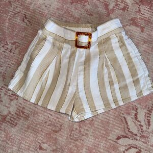 Janie and Jack Beige and White Striped High Waist Shorts